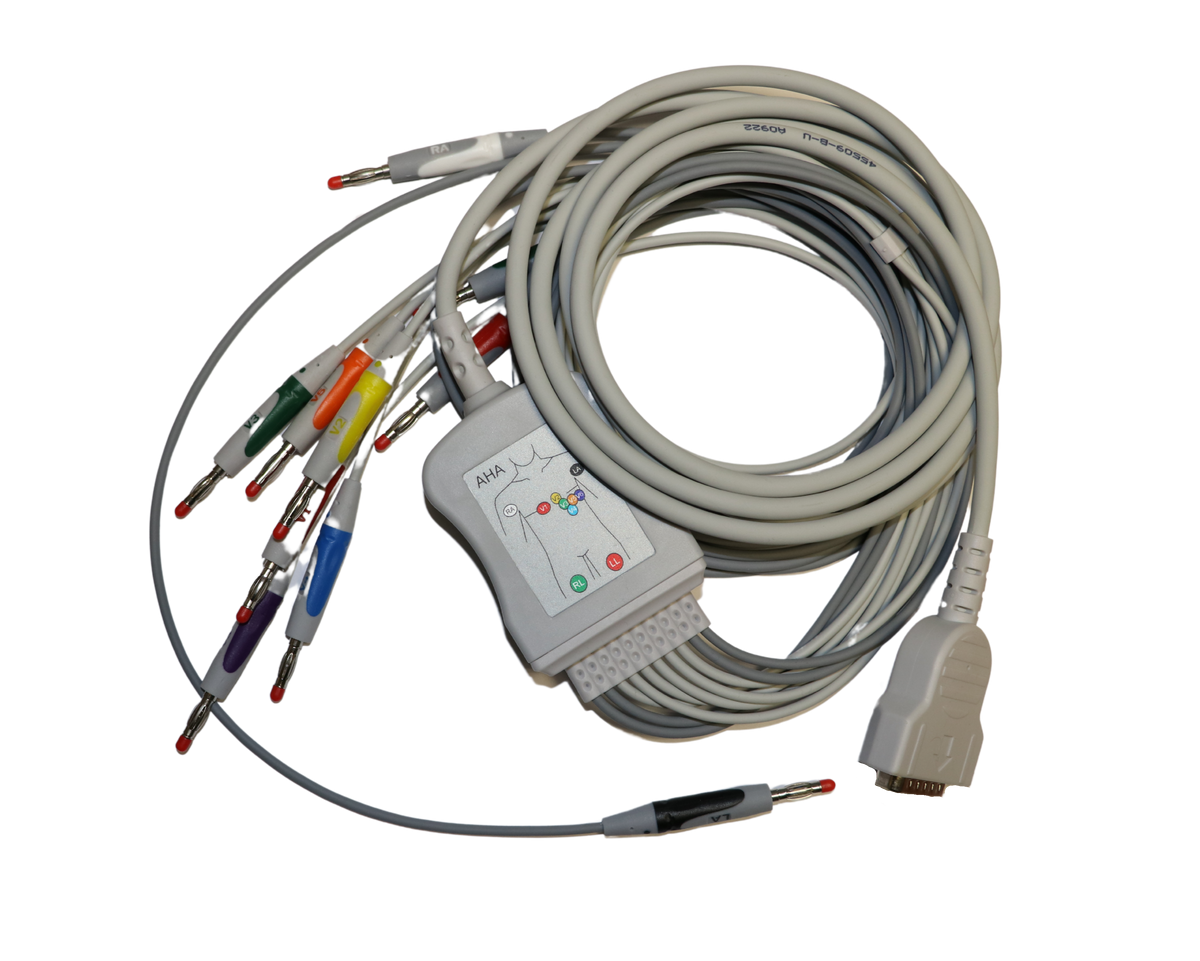 GE MAC 1600 EKG/ECG Bundle - Trunk Cable & ECG Leads - Same Day Shipping